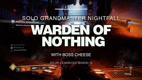 Solo Grandmaster Nightfall Warden Of Nothing Platinum Solar 30 Warlock Destiny 2 Youtube