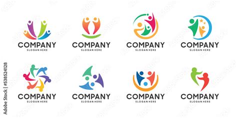 set of creative human unity logo design collection. Stock Vector | Adobe Stock