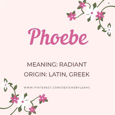 Phoebe Baby Girl Name: Radiant Meaning Latin Greek