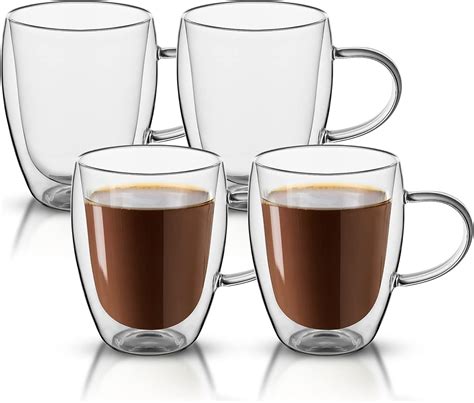 Dyserbuy Pack Espresso Cups Cappuccino Glass Mugs Double Wall