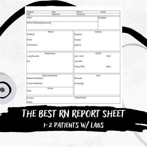 Nurse Report Sheet For To Patients Icu Pcu Med Surg Etsy