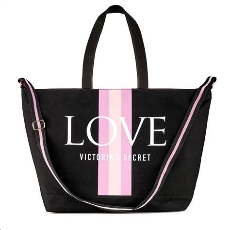 Victorias Secret Weekender Tote Black And Pink In 2021 Victoria Secret Tote Bags Black Tote