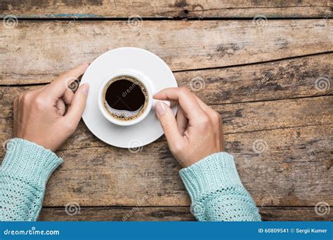 Woman S Hands Hold A Cup Of Strong Coffee Stock Image Image Of