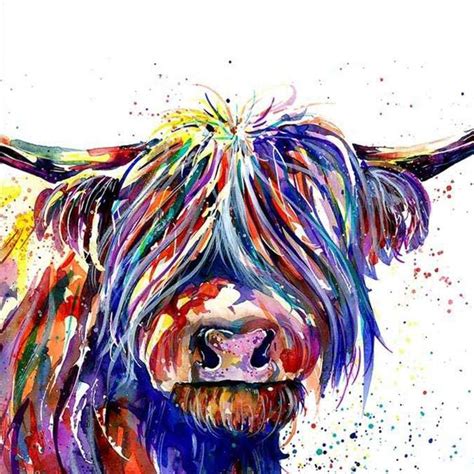 Hkliopu Diy Paint By Numbers For Adults Beginner Colorful Highland Cow