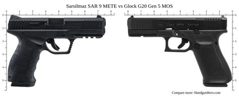 Sarsilmaz SAR 9 METE Vs Glock G20 Gen 5 MOS Size Comparison Handgun Hero