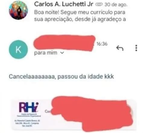 Recrutadora Rejeita Candidato Em E Mail Dizendo Que Ele Passou Da