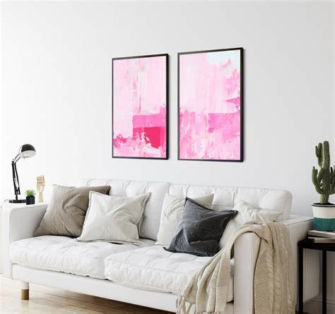 Hot Pink Wall Art Set Of 2 Prints Set Of 2 Pink Prints Etsy