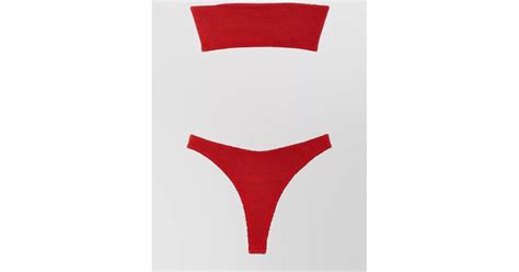 Hunza G Bandeau Top High Cut Leg Textured Fabric Bikini Lyst
