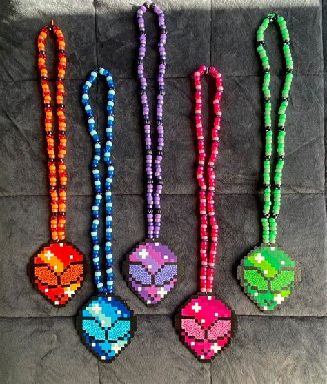 Trippy Alien Perler Necklace Trippy Perler Necklace Rave Etsy