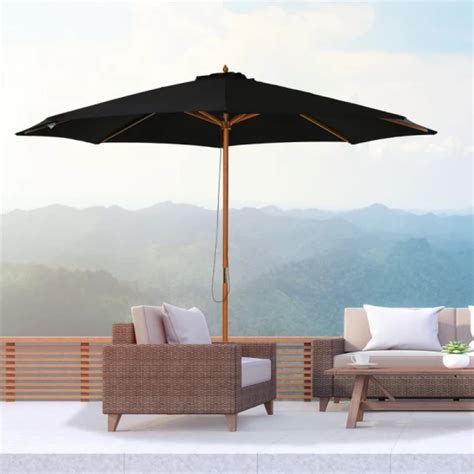 Parasol Hout Cm Houten Parasol Tuinparasol Balkonparasol Bamboe