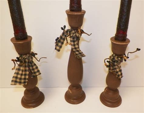 Brown Primitive Country Rustic Candle Holders With By Wvluckygirl