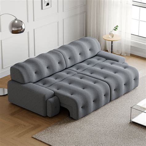 101" 2-Piece Modular Gray Nylon Power Sleeper Sectional | Homary