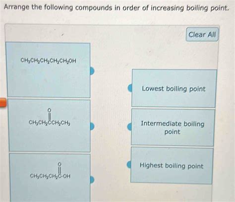 Solved Arrange The Following Compounds In Order Of Increasing Boiling