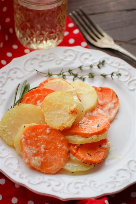 Scalloped Yukon Gold And Sweet Potatoes