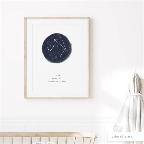 Zodiac Print Star Map Printable Art Personalized Name - Etsy