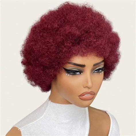 Peluca Afro De Pelo Humano Afro Rizado Peluca Afro Rizada Completa