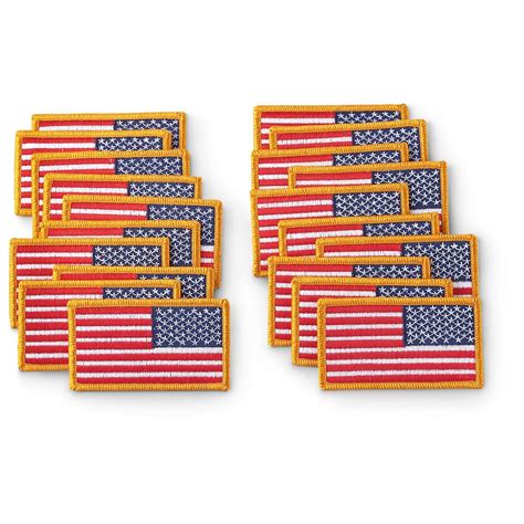 20 New U.S. Military Surplus U.S.A. Flag Patch Set Right - side - 217542, Medals, Patches & Pins ...