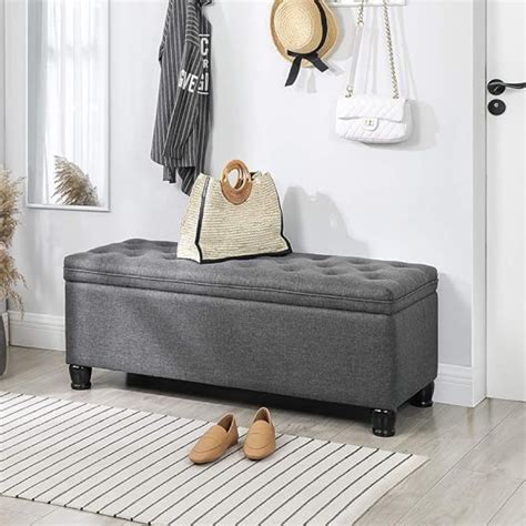 Songmics Storage Bench With Armrests Ottoman With Storage Storage