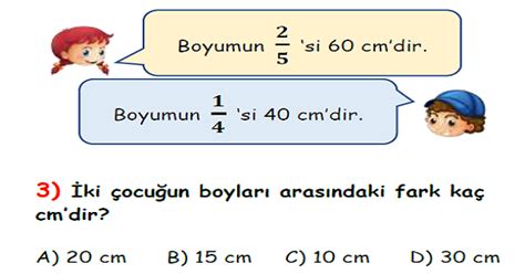 4 Sınıf Matematik Kesirler Yaprak Test 6 Meb Ders