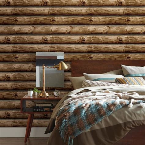 Cabin Logs Peel and Stick Wallpaper | Roommate decor, Log wallpaper ...