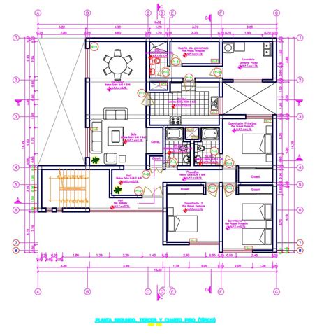 Furnished House Plan - Cadbull