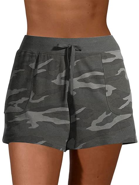 Frontwalk Women Camouflage Shorts Elastic Waist Casual Loose Short Hot