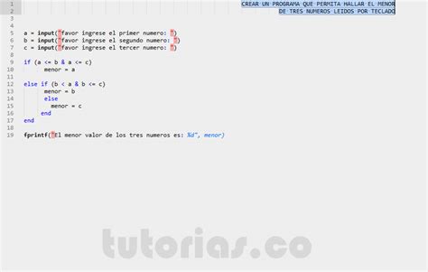 Sentencia If Else Matlab El Menor De Tres Numeros Tutorias Co