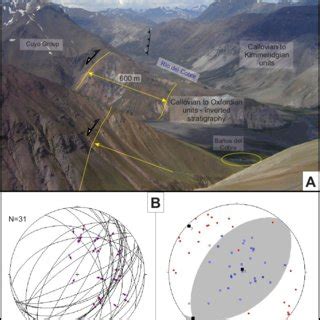 (A) The Río del Cobre fault zone. View is to the northnortheast. Note ...