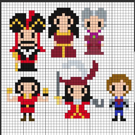 Disney Villain Perler Bead In Pixel Pattern Fabric Flowers Diy