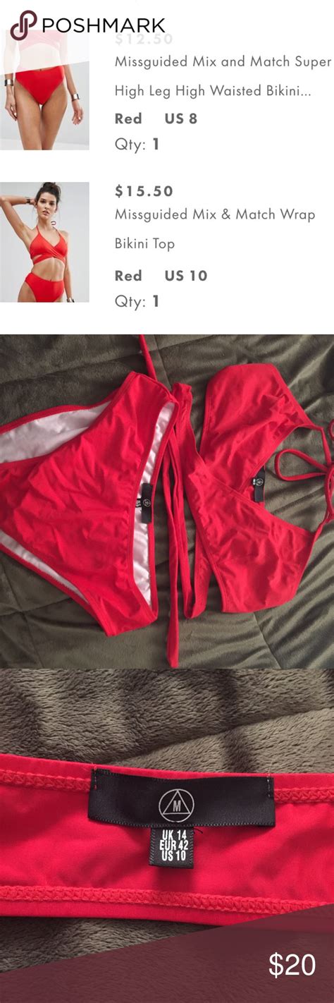 Missguided High Leg Cherry Red Bikini Red Bikini Bikinis Wrap