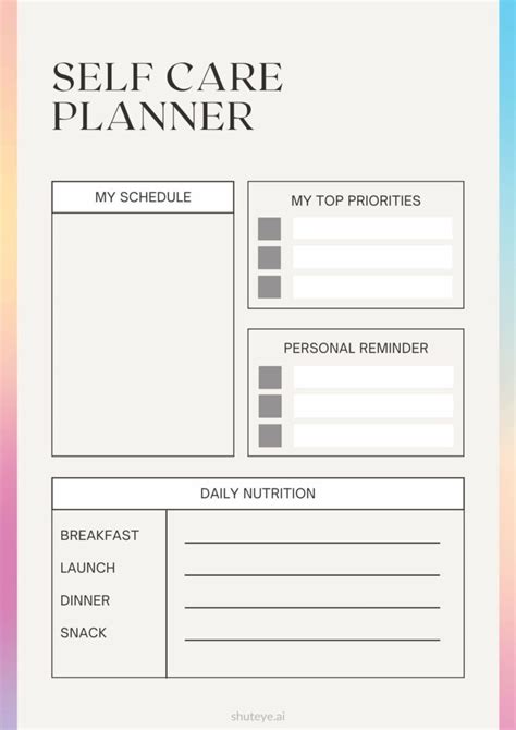 21 Free Printable Self Care Planner Templates For A Better You Shuteye