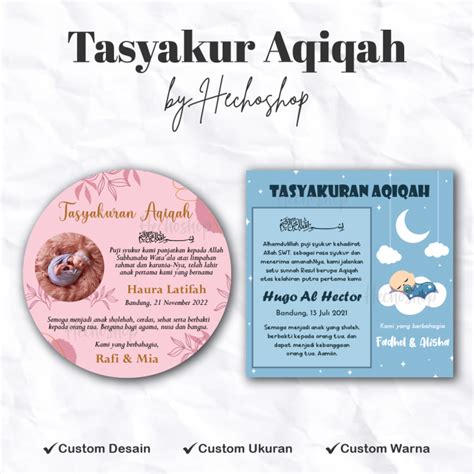 STIKER KARTU TASYAKURAN AQIQAH Dan KELAHIRAN ISI 10 Pcs Lazada