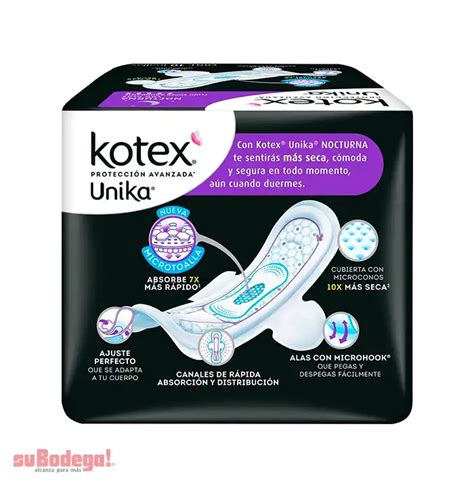 Toalla Sanitaria Kotex U By Nocturna Con Alas Pz Subodega