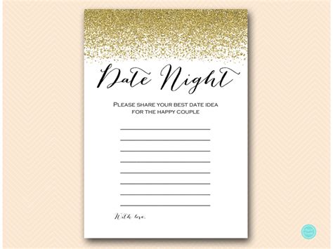 Gold Date Night Idea Card And Sign Magical Printable