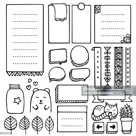 Elemen Vektor Gambar Tangan Jurnal Bullet Ilustrasi Stok Unduh Gambar