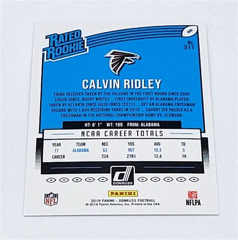 2018 Panini Donruss Rated Rookie Calvin Ridley Atlanta Falcons 311 EBay