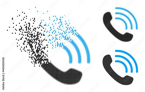 Dissolving Pixelated Phone Call Glyph With Wind Effect And Halftone