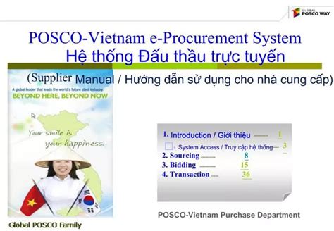 PPT POSCO Vietnam E Procurement System H Thng U Thu Trc Tuyn Supplier