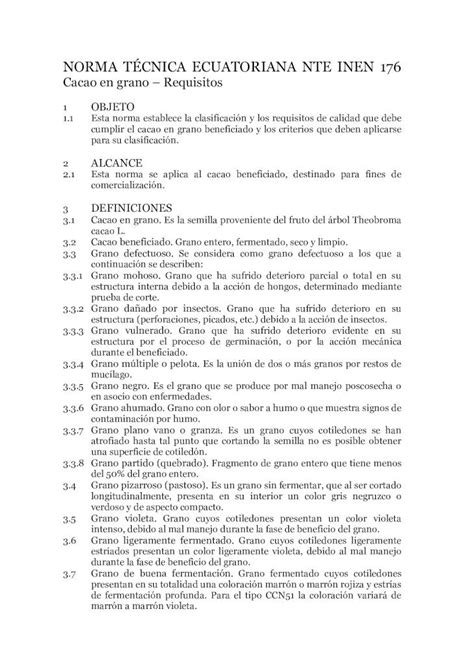 Pdf Norma T Cnica Ecuatoriana Nte Inen Cacao En Anecacao