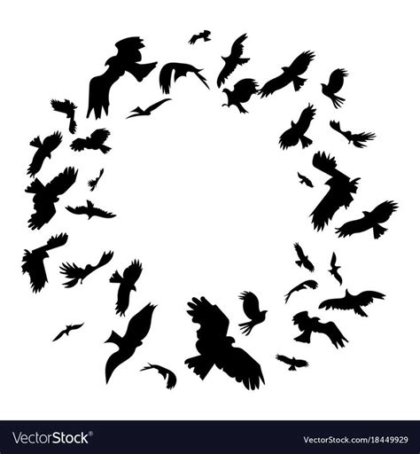 Black Silhouettes Of Birds Flying In A Circle