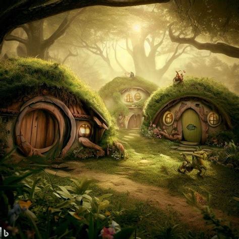 Hobbit House Art Generata Con Bing I A By R P Fantasy Art Illustrations Hobbit House The