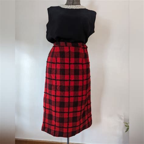 Vintage Skirts Vintage Plaid Wool Pencil Skirt Poshmark