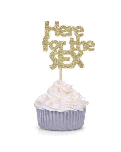 Set Of Gold Glitter Gender Reveal Cupcake Topper Baby Shower Party Decors Here For The Sex