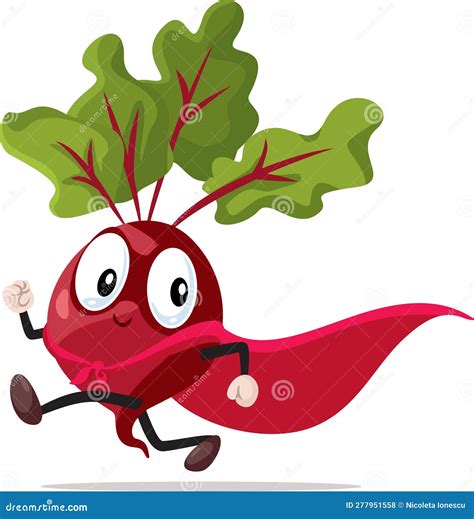 Superhero Beetroot Running With Energy Vector Cartoon Character Stock