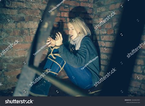Blonde Her Hands Feet Tied Sitting Stock Photo 1642824391 Shutterstock