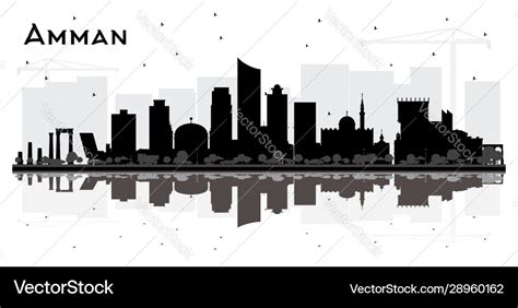 Amman jordan city skyline silhouette with black Vector Image