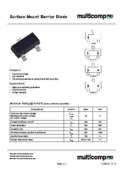 BAS40 04 Datasheet Small Signal Schottky Diode Dual Series 40 V