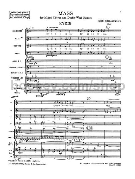 Igor Stravinsky Mass Full Score