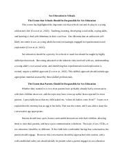 Week 3 Discussion Sex Education In Schools Docx Sex Education In Schools The Extent That