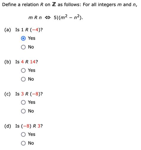 Solved Define A Relation R On Z As Follows For All Integers Chegg